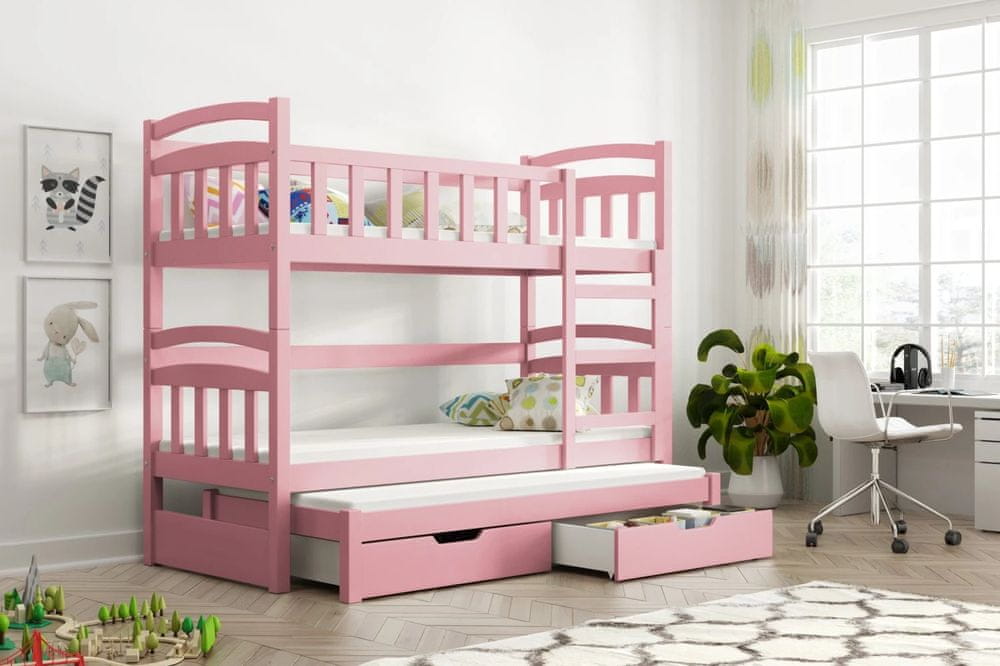 Veneti Detská posteľ s úložným priestorom ARANKA - 75x180, ružová